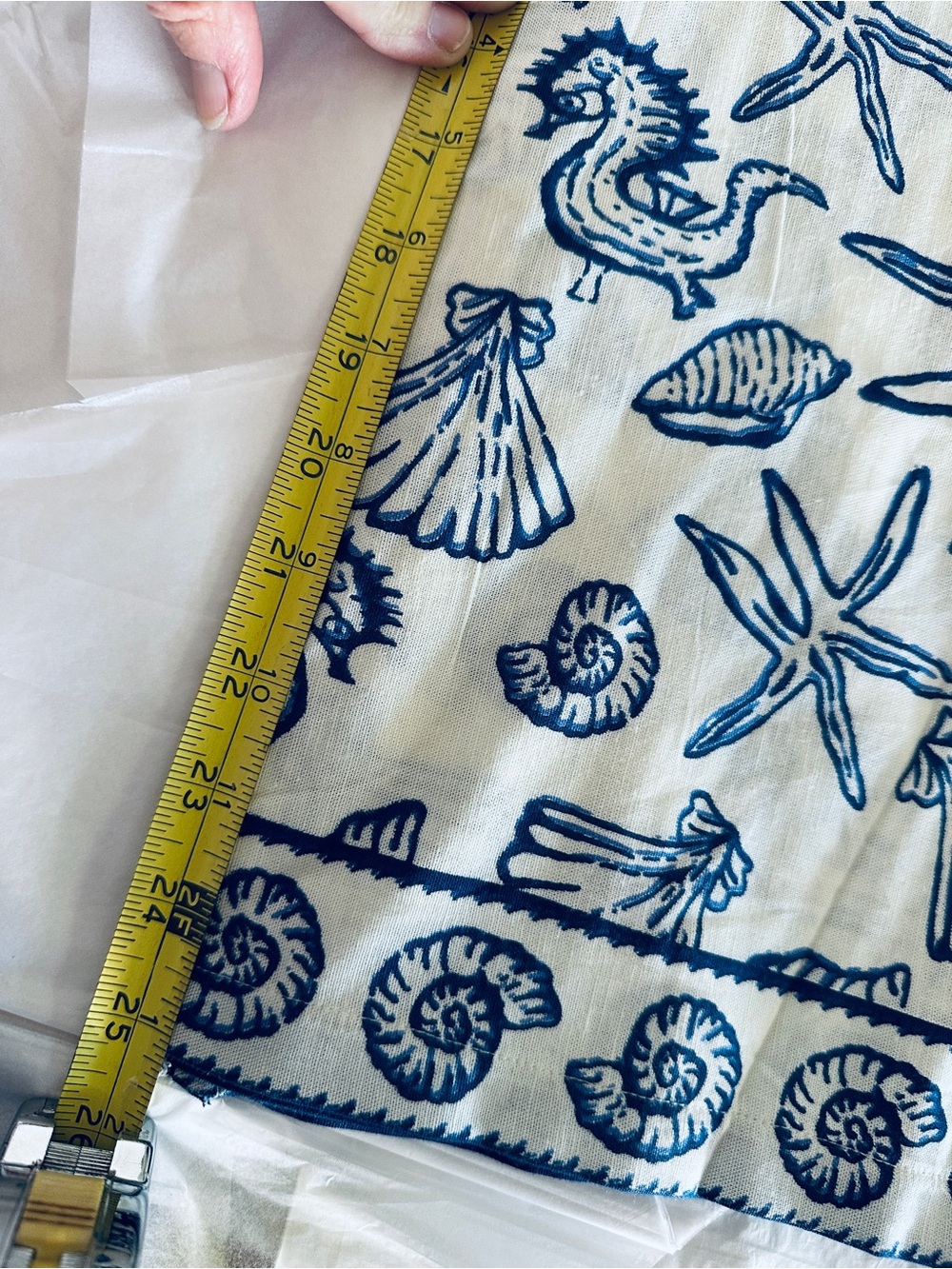 Jumpsuit -Wide Leg -Sz Medium- by Nado Navy and Ivory Shell-Print Linen Blend - Picture 7 of 11